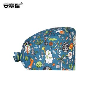 安赛瑞 印花葫芦帽 手术帽护理帽口腔科美容院护士防尘工作帽带汗巾可调节大小帽子小熊 300422