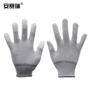 安赛瑞 碳纤维防静电手套 PU涂指工作手套  无尘车间劳保手套 L 301163