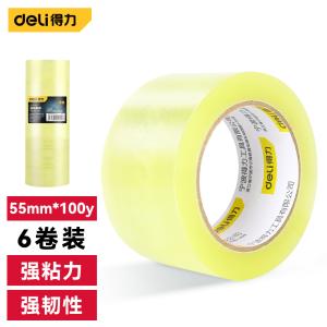deli得力DL554810封箱胶带55mm×100y×48μm透明黄(6卷/筒