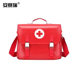 安赛瑞 便携防水急救包 出诊包包单肩包斜挎包 防水耐磨出行应急单包 红色带十字 300677