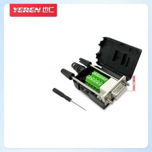 也仁 DB9黑色免焊接头 升级款2排9针 RS232/485插头 母头黑胶螺杆[薄款]带螺丝刀 5个装 CKX20B
