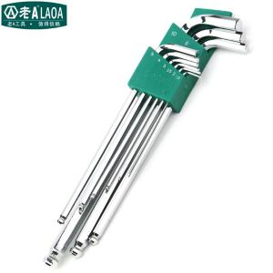 LAOA(老A)9PCS镜面特长球头内六角扳手1.5-10mm