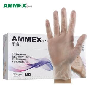 爱马斯 一次性PVC手套舒适耐用 可接触食品 食品接触100只/盒 透明GPX3M 大号L码