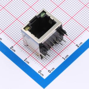 弯插 带LED 网口 RJ45-8P8C-16H带灯带壳黑色 铜壳