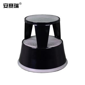 安赛瑞 钢制脚踏梯凳 理货凳超市取货凳登高凳 图书馆洗车移动梯凳 多功能仓库可移动脚踏圆凳 黑色 25233