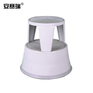 安赛瑞 钢制脚踏梯凳 理货凳超市取货凳登高凳 图书馆洗车移动梯凳 多功能仓库可移动脚踏圆凳 浅灰色 25231