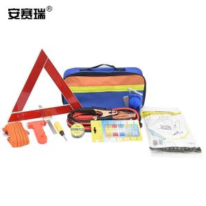 安赛瑞 应急包救援工具包 冬季汽车应急电瓶线车辆自驾游 多功能安全急救包10件套装 330031