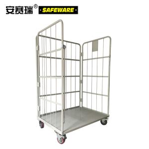 安赛瑞 折叠式物流台车(无门)物流周转笼车 超市仓库工厂铁笼搬运车 可折叠式物流理货笼车 23631