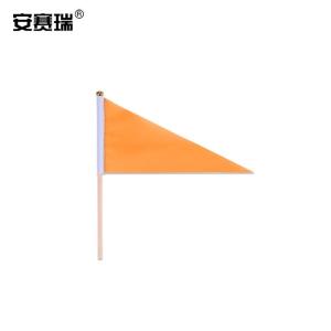 安赛瑞 三角手摇实心杆小彩旗 14x21cm手摇指挥裁判旗 100面装 橘黄色 311122