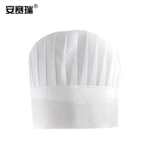 安赛瑞 一次性无纺布中圆厨师帽 加厚无纺布高帽 工厂厨房烘焙 50顶装 39970