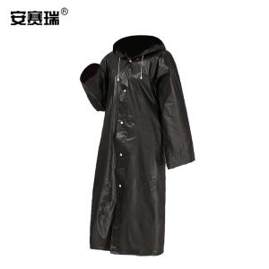 安赛瑞 非一次性EVA雨衣 户外骑行风衣式加长款雨披 应急带帽 黑色均码 1件装 25764