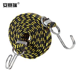 安赛瑞 弹力捆绑绳 多用途货架行李自行车驮包橡皮筋绳 后备箱钩绳黄黑宽3cm长2m 25079