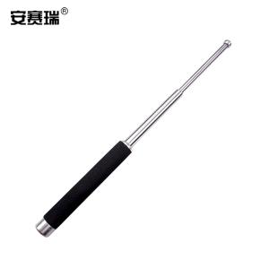 安赛瑞 三节伸缩棍 车载防身武器  伸缩防身棍  保安三节棍合金钢棍 银色合金钢21寸 310375