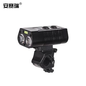 安赛瑞 应急防水多功能自行车前灯 USB充电前灯 强光手电筒 公路山地车LED灯骑行装备配件 310846