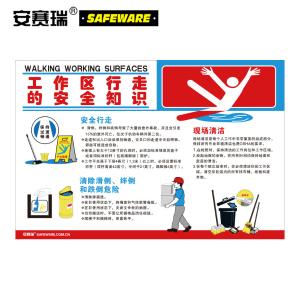 安赛瑞 安全教育挂图(工作区行走安全知识)塑料板安全宣传图 50×75cm 30415