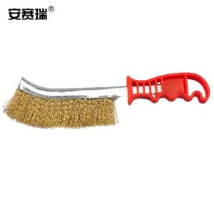 安赛瑞 刀型钢丝刷 除锈打磨抛光清洁刷 塑料柄刀刷 镀铜钢丝款