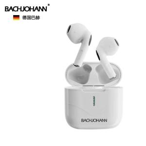 BACHJOHANN(巴赫约翰)真无线蓝牙耳机半入耳式音乐耳机 适用于华为苹果平板等蓝牙通用 白色[智能触控]半入耳T2