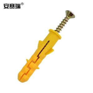 安赛瑞 塑料膨胀管螺栓 小黄鱼墙塞自攻螺丝钉胀塞6*60 100套