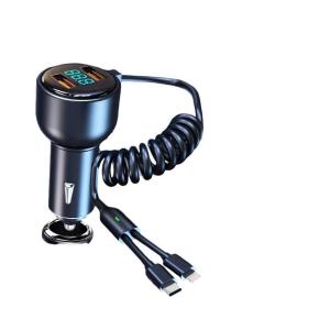 新科(Shinco)车载充电器 快充点烟器充电器一拖二汽车车充自带安卓快充线1.2m  R07