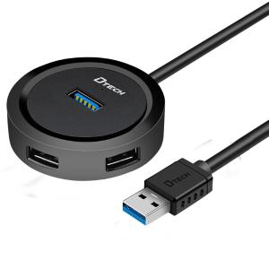 USB集线器3.0 笔记本电脑一分四USB功能集线器HUB支持OTG 帝特 DTECH  DT-3309  圆形 USB 3.0  HUB 4口 集线器 L=0.3M 黑色