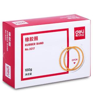 得力3217 100g实用橡皮筋/乳胶圈/牛皮筋 单盒装 财务用品 办公用品