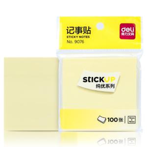 得力9076 便利贴 标签纸 便签纸 记事贴 可反复粘撕(76*76mm)