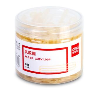 得力3212 橡皮筋 办公橡皮筋 皮筋 圆圈型 财务库房办公用品 乳胶圈(微黄)(约116根/筒)
