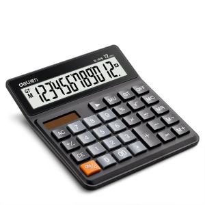 得力1676双电源桌面计算器 12位数宽大显示屏财务计算器 办公用品 耐磨塑胶按键