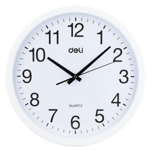 得力9006时尚简约挂钟 客厅办公通用时钟 办公用品 白色37CM(14.5寸)