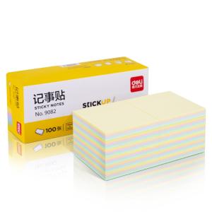 得力9082彩色便利贴粘性便签纸 76*76mm备忘留言纸/记事贴 办公用品