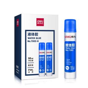 [一盒6支] 得力7302 50ml高粘度普通实用型液体胶/胶水 无色无甲醛 办公用品