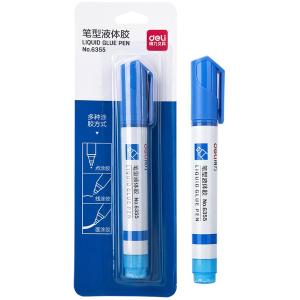 得力6355笔 形液体胶水学生美术手工创意DIY模型胶透明手工笔形液体胶10ml 蓝色