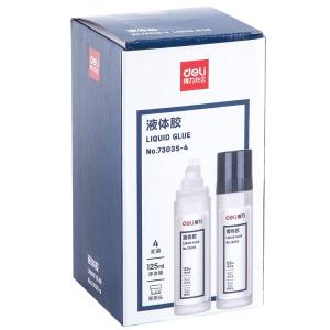 [一盒4支] 得力7303S 125ml刷片胶头液体胶 高粘度可水洗透明胶水 涂胶均匀顺滑
