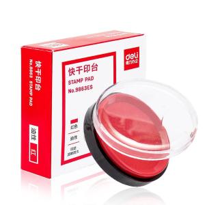得力9863ESφ80mm圆形财务快干印台印泥 清晰印记 财务用品 办公用品 红色