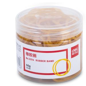 得力3214橡胶圈 橡皮筋乳胶圈橡皮筋橡胶圈牛皮筋办公用品财务用品(黄)(50g/筒)
