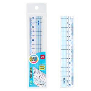 得力79751A 学生基础款直尺三角尺量角器绘图组合套尺4件套带方格 蓝 79541A 15cm亚克力直尺