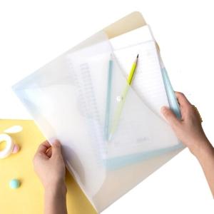 得力5504 A4透明文件袋防水学生资料袋办公用品 粘扣光面