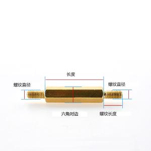 新宏辉达 黄铜双头六角铜柱 PCBA主板紧固隔离螺柱 M3*6+10+6 ST3TZ107