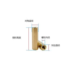 新宏辉达 黄铜双通六角铜柱 PCBA主板紧固隔离螺柱 H4.6*M3*4 STTZ3001