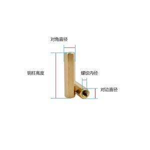 新宏辉达 黄铜双通六角铜柱 PCBA主板紧固隔离螺柱 H4.6*M2.5*12 STTZ7010