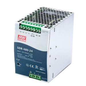 MW(明纬)SDR-480-24 单组工业用DIN 导轨安装PFC开关电源(480W左右) 24V20A