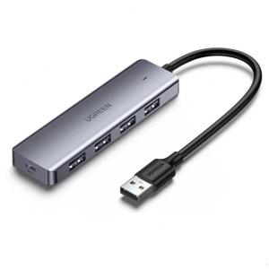 UGREEN(绿联)USB3.0分线器 高速4口HUB多接口扩展坞转换器台式笔记本电脑一拖四集线器 深空灰 50985