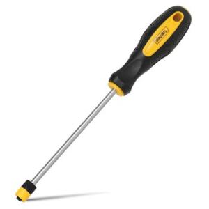 得力(deli )螺丝刀加磁器强磁橡胶柄磁铁磁环带磁圈批头螺丝批一字起子 6*150mm磁圈一字螺丝批