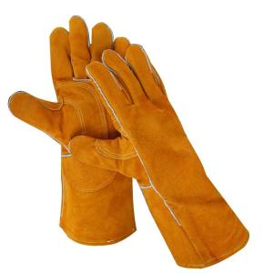 谋福(CNMF)344 防火线长款牛皮电焊手套加托焊工焊接耐用隔热防护手套(牛皮电焊手套 35厘米)