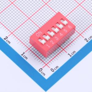 2.54mm 6P 凸起式 直插平拨 红色 拨码开关