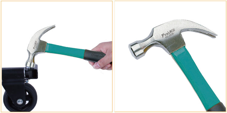宝工（Pro'sKit）PD-2606 纤维柄羊角锤木工专用圆头锤榔头锤子工具铁锤 