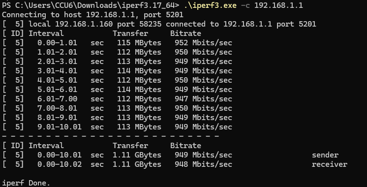 内网iperf3测速