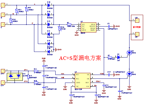 基于SS54123F和SS550的AC+S型3P节能漏电方案