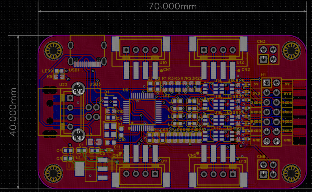 USB-4TTL-V1.0_1PCB图