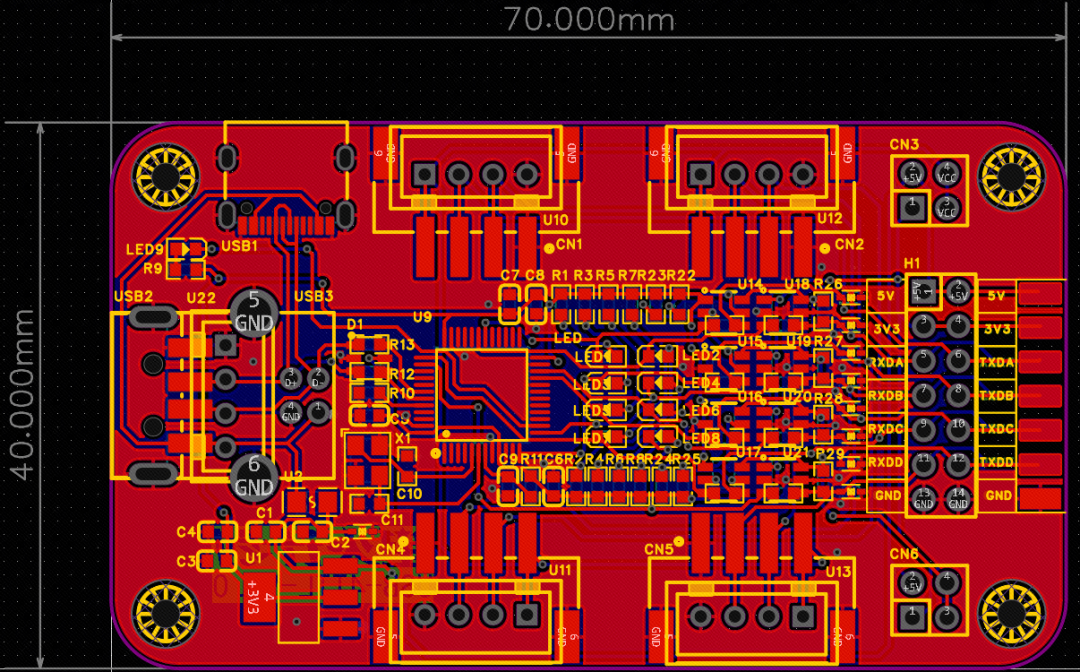 USB-4TTL-V1.0 PCB图